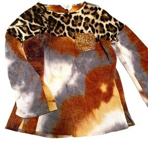 Cheetah long sleeve womens top L